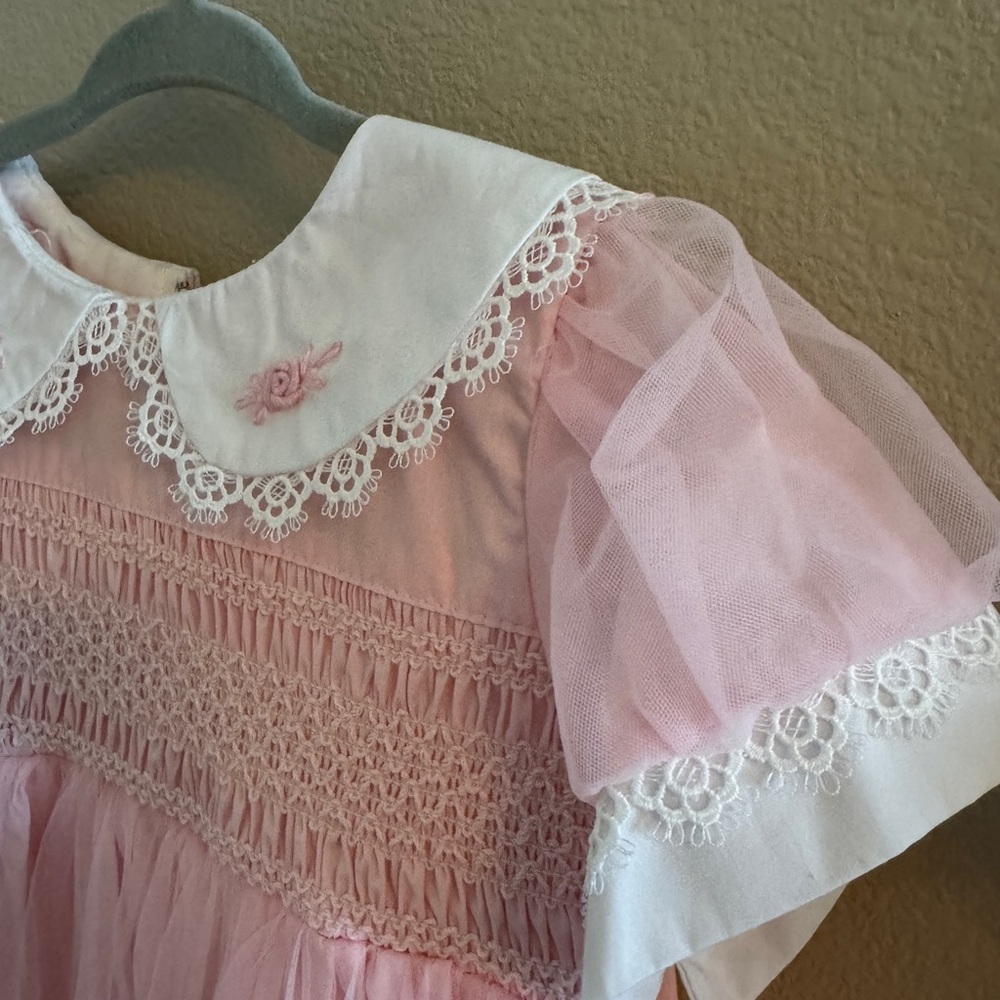 NEW Toddlers Pink Lace Trimmed Dress, Vintage inspired - Picture 3 of 6